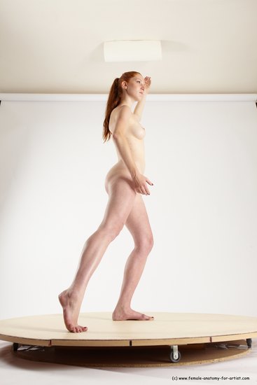 Nude Woman White Standing poses - ALL Slim long red Standing poses - simple Multi angle poses Pinup