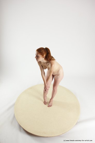 Nude Woman White Standing poses - ALL Slim long red Standing poses - simple Multi angle poses Pinup