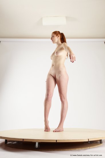 Nude Woman White Standing poses - ALL Slim long red Standing poses - simple Multi angle poses Pinup