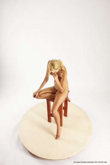 Nude Woman White Sitting poses - ALL Slim long blond Sitting poses - simple Multi angle poses Pinup