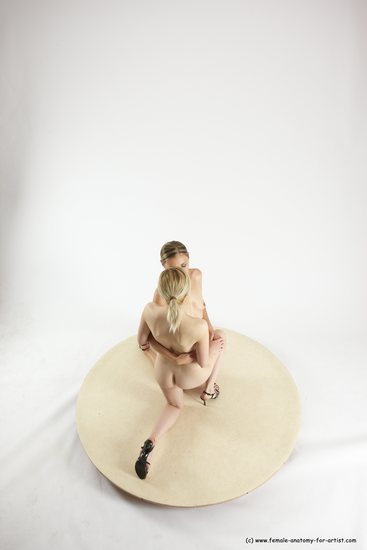 Nude Woman - Woman White Kneeling poses - ALL Slim Kneeling poses - on one knee long blond Multi angle poses Pinup