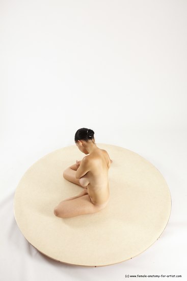 Nude Woman White Kneeling poses - ALL Slim long brown Multi angle poses Pinup