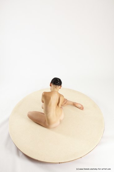 Nude Woman White Kneeling poses - ALL Slim long brown Multi angle poses Pinup