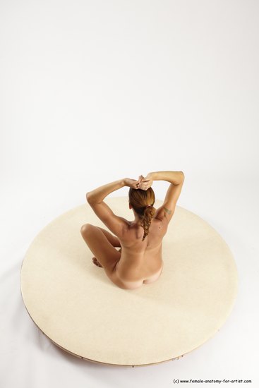 Nude Woman White Sitting poses - ALL Slim long red Sitting poses - simple Multi angle poses Pinup