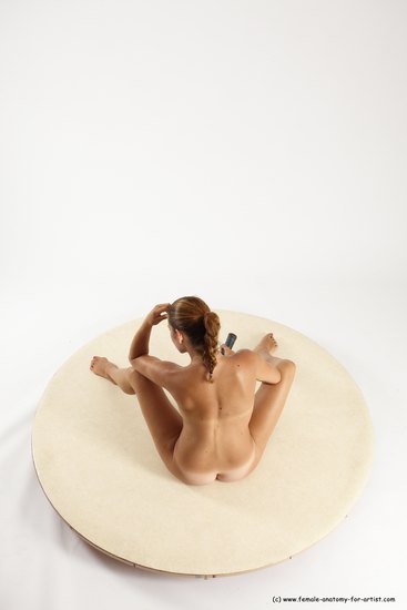 Nude Woman White Sitting poses - ALL Slim long red Fighting with axe Sitting poses - simple Multi angle poses Pinup