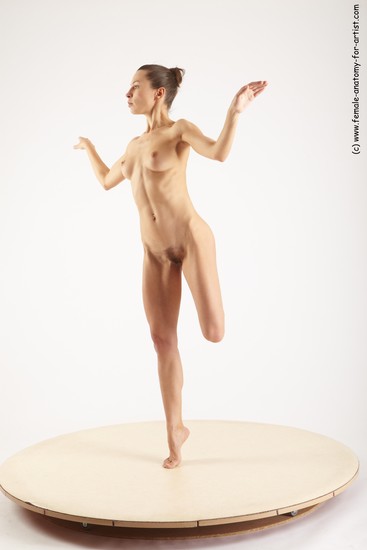 Nude Woman White Standing poses - ALL Slim long brown Standing poses - simple Pinup