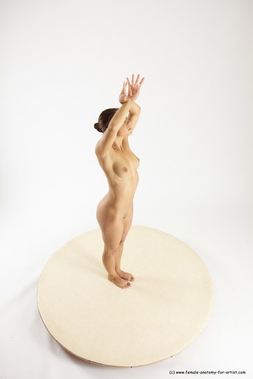 Nude Woman White Standing poses - ALL Athletic long brown Standing poses - simple Multi angle poses Pinup