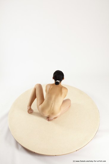 Nude Woman White Kneeling poses - ALL Slim Kneeling poses - on one knee long brown Multi angle poses Pinup