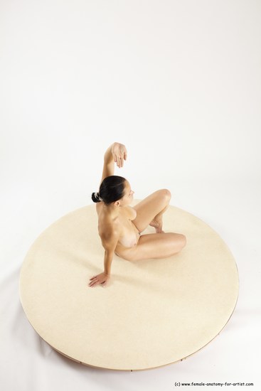 Nude Woman White Kneeling poses - ALL Slim Kneeling poses - on one knee long brown Multi angle poses Pinup