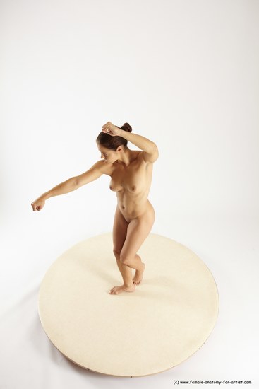 Nude Woman White Standing poses - ALL Athletic long brown Standing poses - simple Multi angle poses Pinup