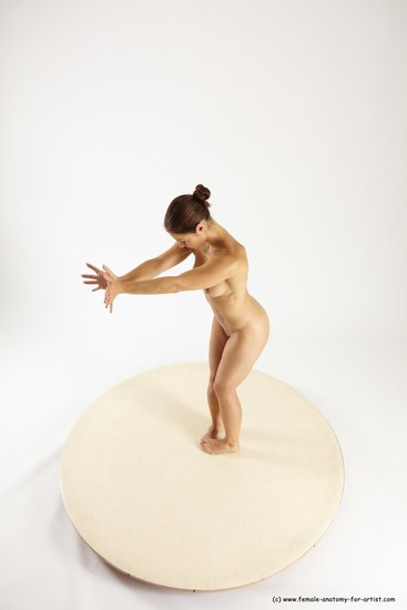 Nude Woman White Standing poses - ALL Athletic long brown Standing poses - simple Multi angle poses Pinup