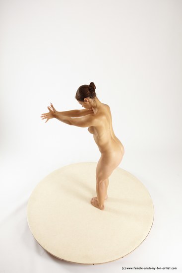 Nude Woman White Standing poses - ALL Athletic long brown Standing poses - simple Multi angle poses Pinup