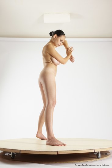 Nude Woman White Standing poses - ALL Slim long brown Standing poses - simple Multi angle poses Pinup