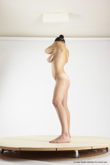 Nude Woman White Standing poses - ALL Slim long brown Standing poses - simple Multi angle poses Pinup