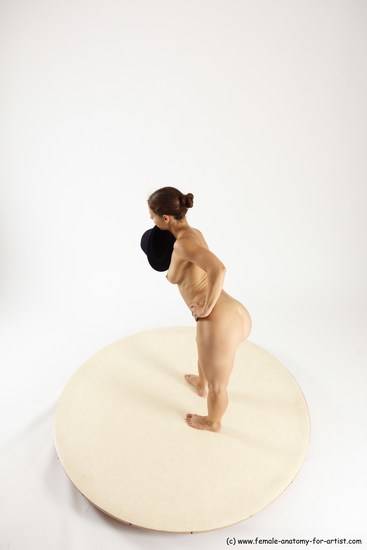 Nude Woman White Standing poses - ALL Athletic long brown Standing poses - simple Multi angle poses Pinup