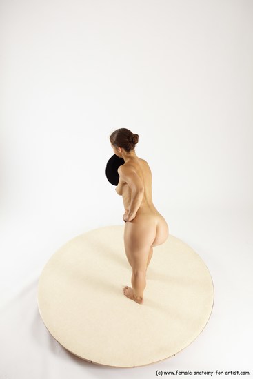 Nude Woman White Standing poses - ALL Athletic long brown Standing poses - simple Multi angle poses Pinup