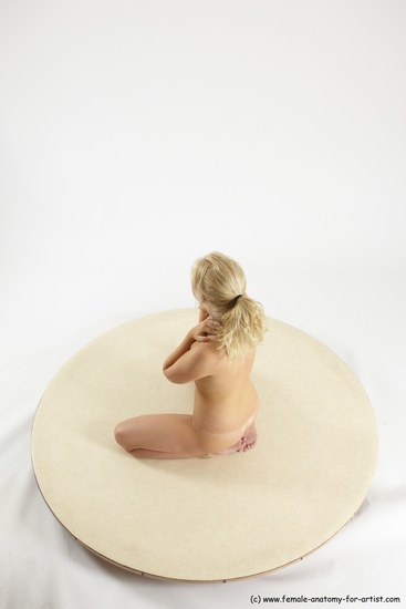 Nude Woman White Sitting poses - ALL Slim long blond Sitting poses - on knees Multi angle poses Pinup