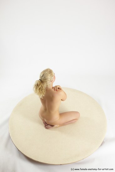 Nude Woman White Sitting poses - ALL Slim long blond Sitting poses - on knees Multi angle poses Pinup