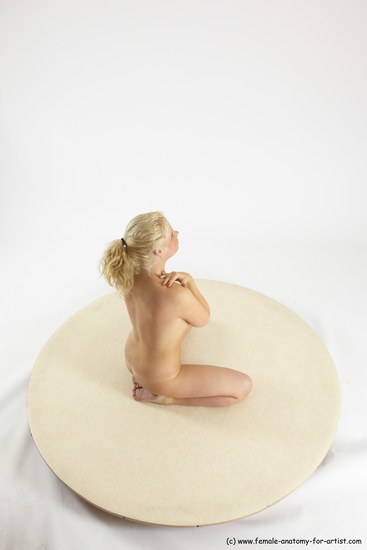 Nude Woman White Sitting poses - ALL Slim long blond Sitting poses - on knees Multi angle poses Pinup