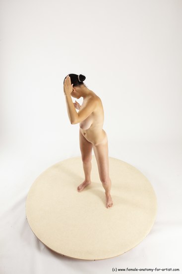 Nude Woman White Standing poses - ALL Slim long brown Standing poses - simple Multi angle poses Pinup