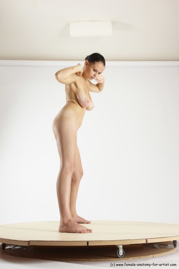 Nude Woman White Standing poses - ALL Slim long brown Standing poses - simple Multi angle poses Pinup