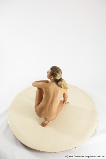 Nude Woman White Kneeling poses - ALL Slim Kneeling poses - on one knee long blond Multi angle poses Pinup