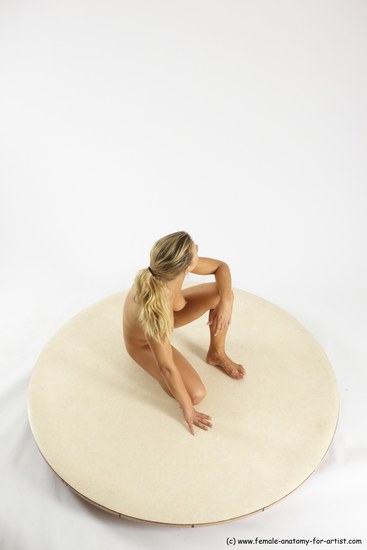 Nude Woman White Kneeling poses - ALL Slim Kneeling poses - on one knee long blond Multi angle poses Pinup