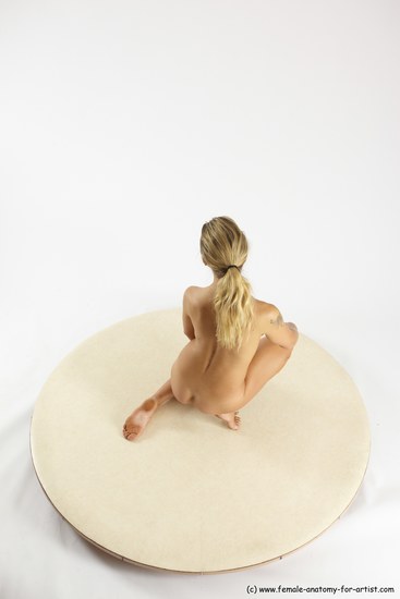 Nude Woman White Kneeling poses - ALL Slim Kneeling poses - on one knee long blond Multi angle poses Pinup