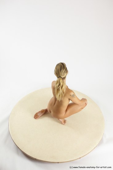 Nude Woman White Kneeling poses - ALL Slim Kneeling poses - on one knee long blond Multi angle poses Pinup