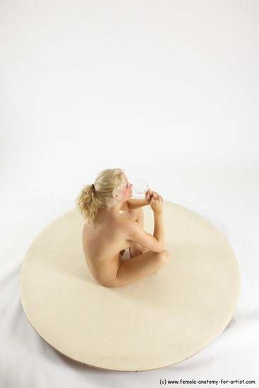 Nude Woman White Sitting poses - ALL Slim long blond Sitting poses - simple Multi angle poses Pinup