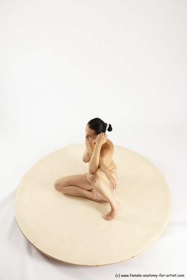 Nude Woman White Sitting poses - ALL Slim long brown Sitting poses - simple Multi angle poses Pinup