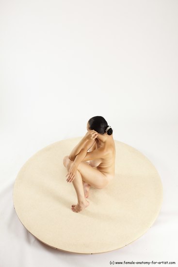 Nude Woman White Sitting poses - ALL Slim long brown Sitting poses - simple Multi angle poses Pinup