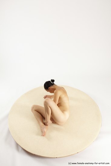 Nude Woman White Sitting poses - ALL Slim long brown Sitting poses - simple Multi angle poses Pinup