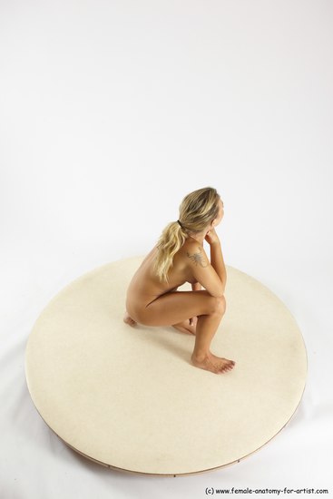 Nude Woman White Kneeling poses - ALL Slim Kneeling poses - on one knee long blond Multi angle poses Pinup