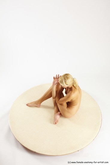 Nude Woman White Sitting poses - ALL Slim long blond Sitting poses - simple Multi angle poses Pinup