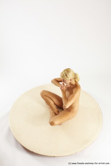 Nude Woman White Sitting poses - ALL Slim long blond Sitting poses - simple Multi angle poses Pinup