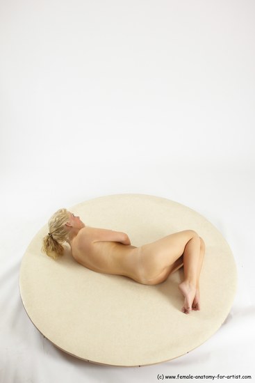 Nude Woman White Laying poses - ALL Slim Laying poses - on side long blond Multi angle poses Pinup