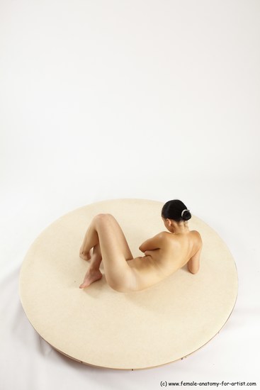 Nude Woman White Laying poses - ALL Slim Laying poses - on side long brown Multi angle poses Pinup