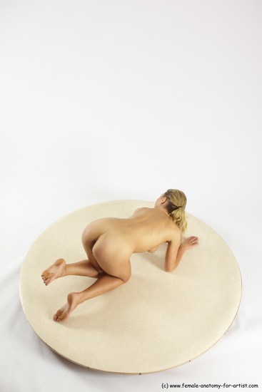 Nude Woman White Kneeling poses - ALL Slim Kneeling poses - on both knees long blond Multi angle poses Pinup