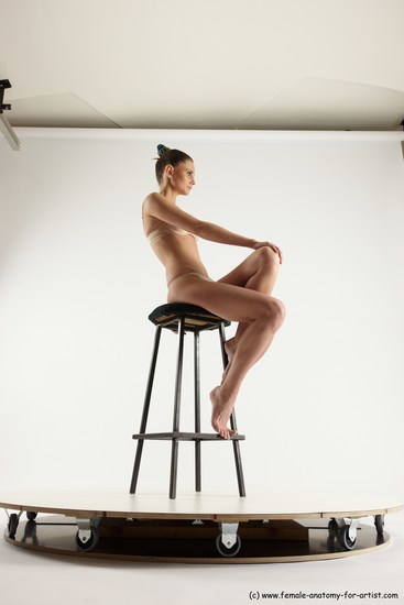 Underwear Woman White Sitting poses - ALL Athletic long brown Sitting poses - simple Multi angle poses Academic