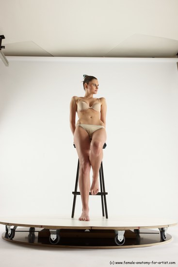 Underwear Woman White Sitting poses - ALL Athletic long brown Sitting poses - simple Multi angle poses Academic