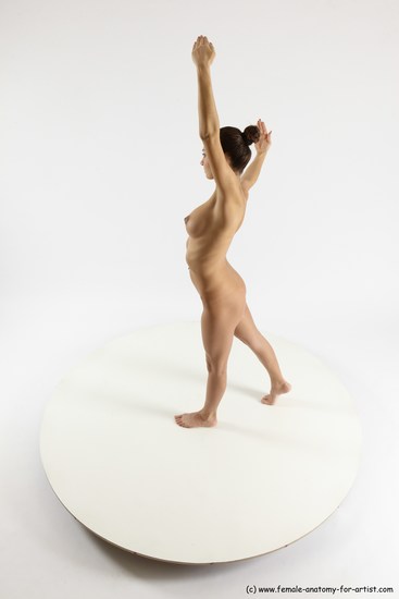 Nude Woman White Slim long brown Dancing Multi angle poses Pinup