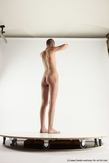 Nude Woman White Standing poses - ALL Slim bald Standing poses - simple Multi angle poses Pinup