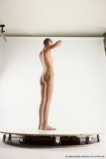 Nude Woman White Standing poses - ALL Slim bald Standing poses - simple Multi angle poses Pinup