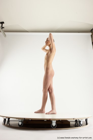 Nude Woman White Standing poses - ALL Slim bald Standing poses - simple Multi angle poses Pinup