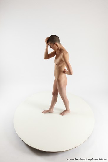 Nude Woman White Standing poses - ALL Slim bald Standing poses - simple Multi angle poses Pinup