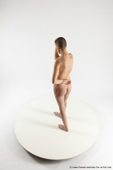 Nude Woman White Standing poses - ALL Slim bald Standing poses - simple Multi angle poses Pinup