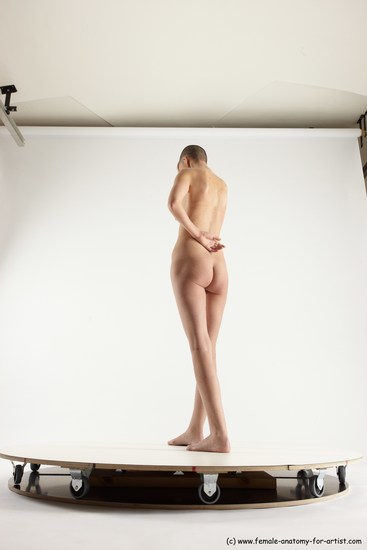 Nude Woman White Standing poses - ALL Slim bald Standing poses - simple Multi angle poses Pinup