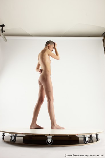 Nude Woman White Standing poses - ALL Slim bald Standing poses - simple Multi angle poses Pinup