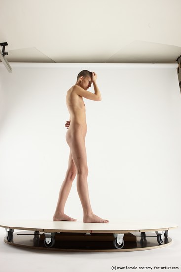 Nude Woman White Standing poses - ALL Slim bald Standing poses - simple Multi angle poses Pinup